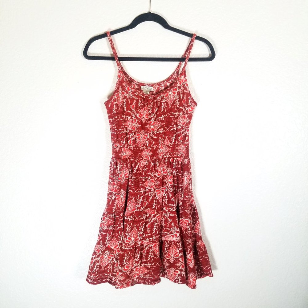 Lucky Brand 100% Cotton A Line Sundress Red Flowy